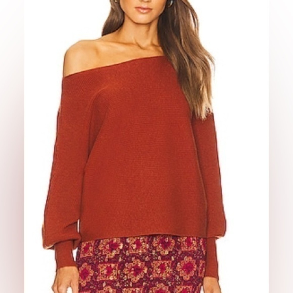 House of Harlow 1960 Winifred Wide Neck Sweater Burnt Orange Size XS
